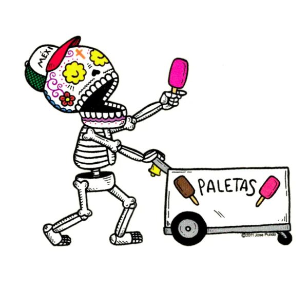 DAY OF THE DEAD ICE CREAM MAN STICKER Online Hot Sale